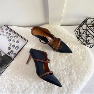 Double Straps High Heels Mule Sandals